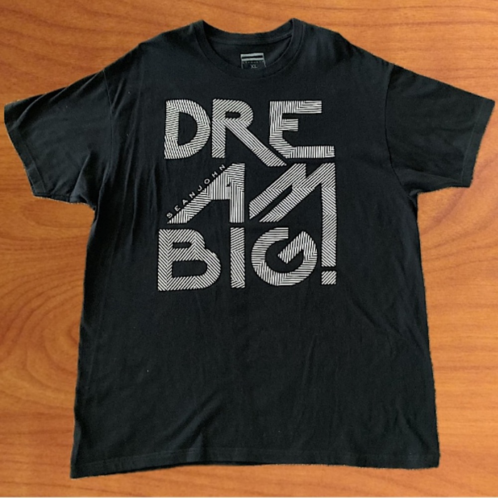 Sean Jean Dream Big T-Shirt Size XL Black White